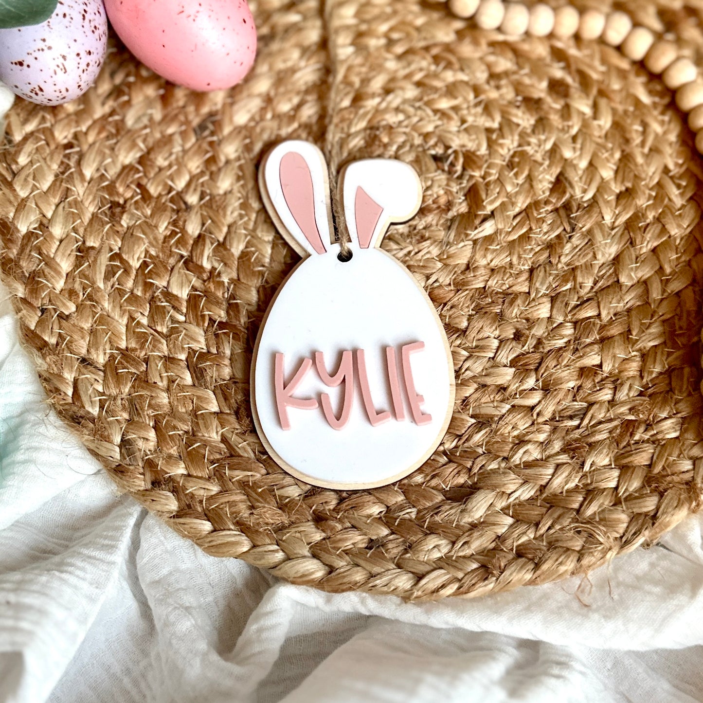Easter egg bunny ears tag