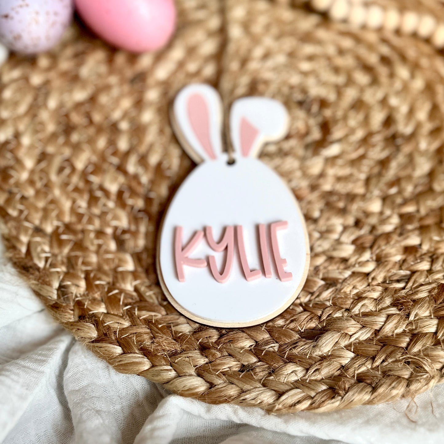 Easter egg bunny ears tag