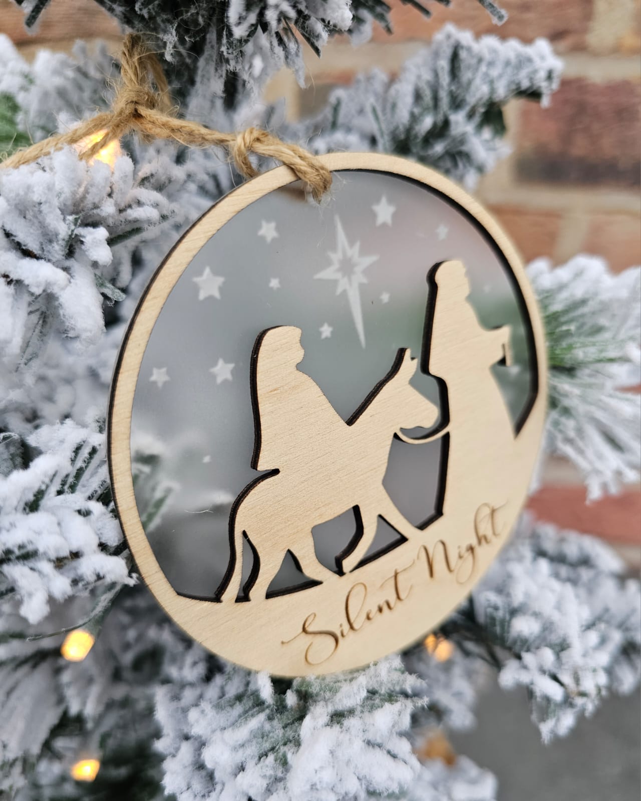 Nativity Scene Acrylic and wood Ornament