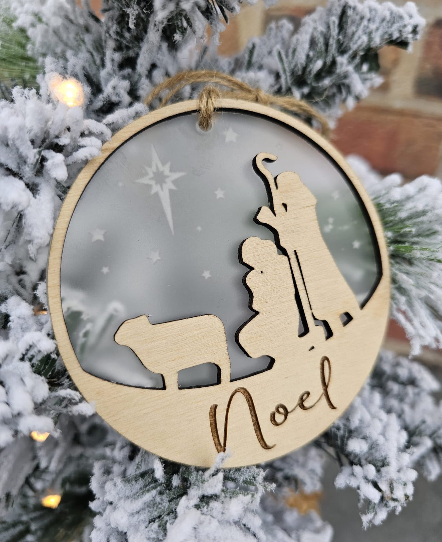 Nativity Scene Acrylic and wood Ornament