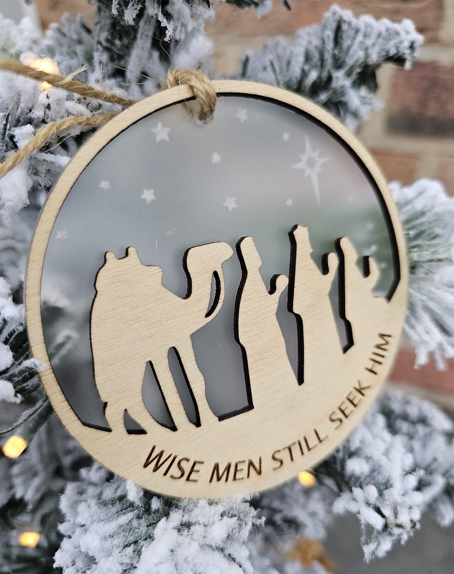 Nativity Scene Acrylic and wood Ornament