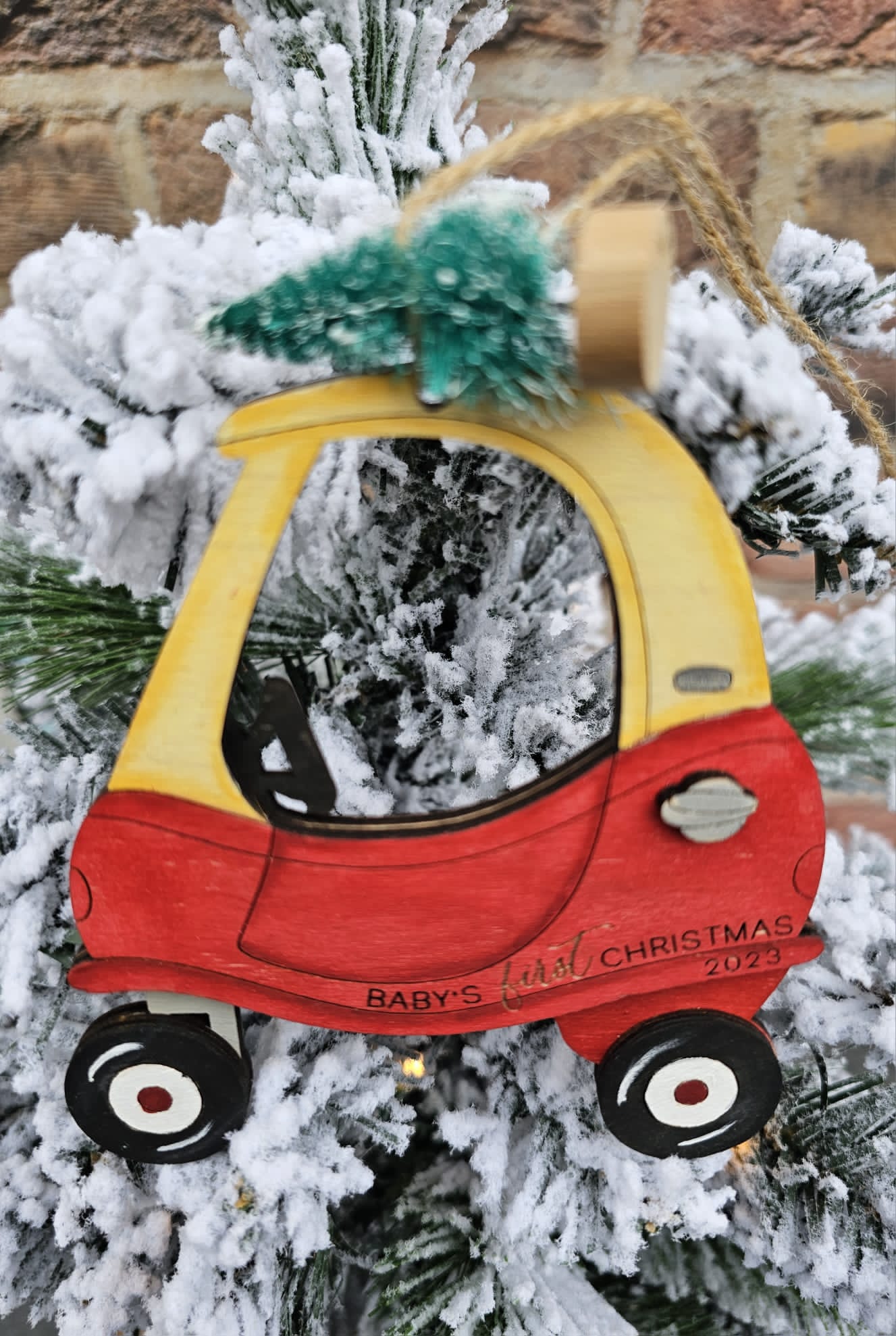 Lil car baby's first christmas ornament