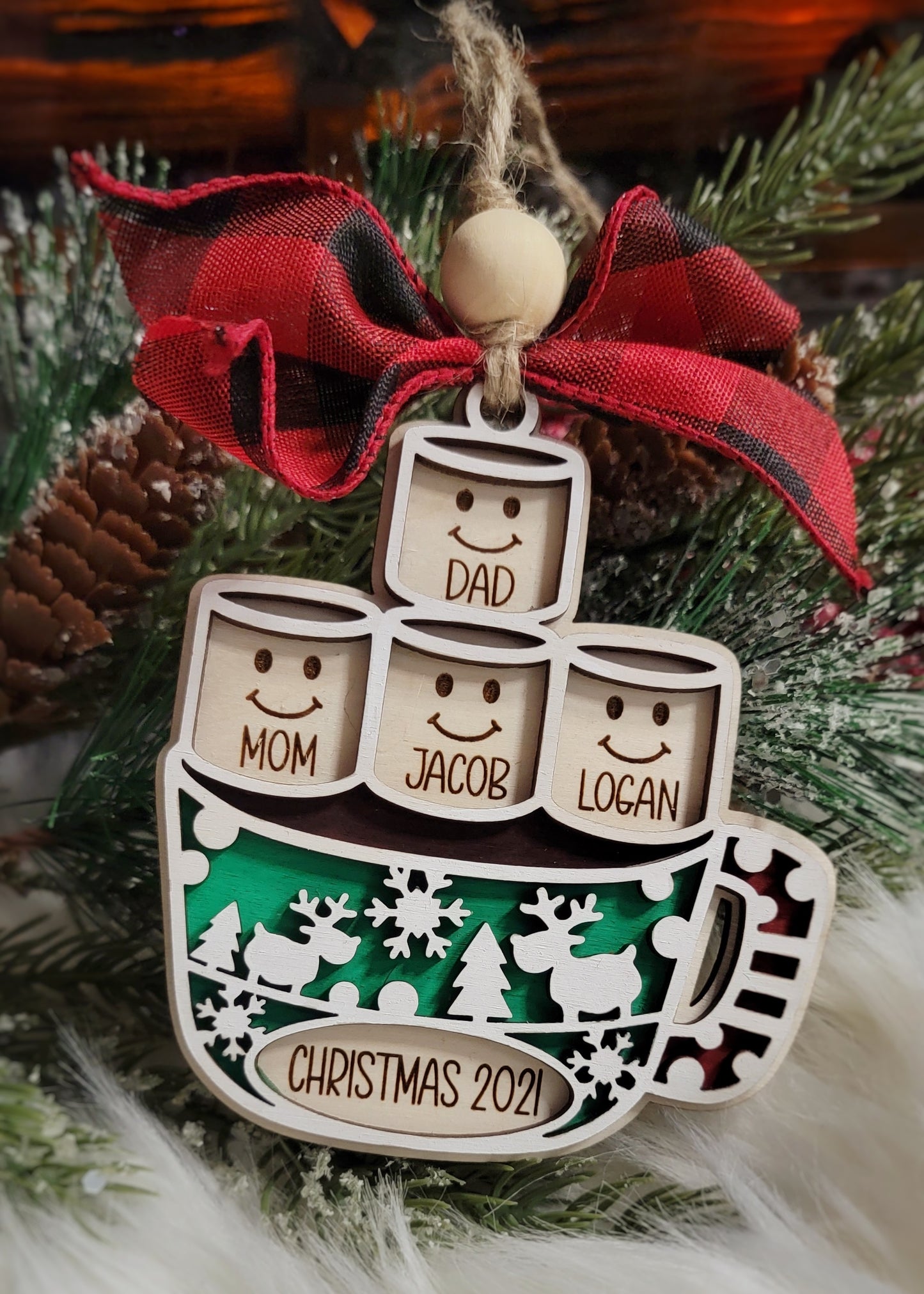 Hot chocolate marshmallow ornament