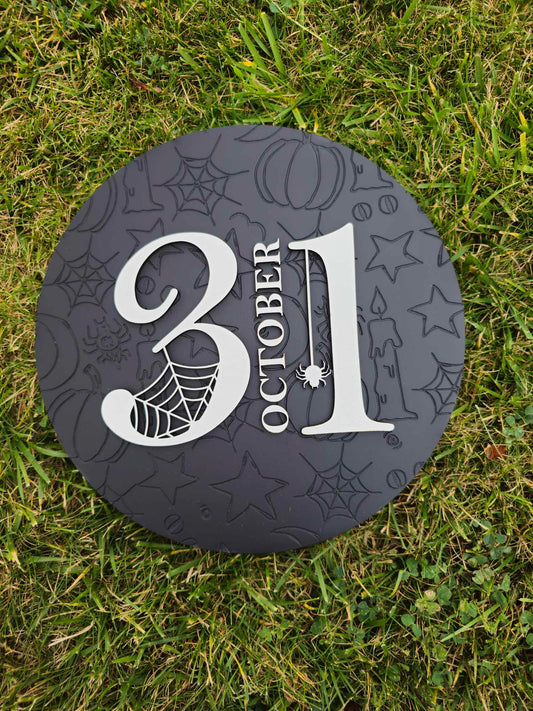 October 31st engraved halloween sign