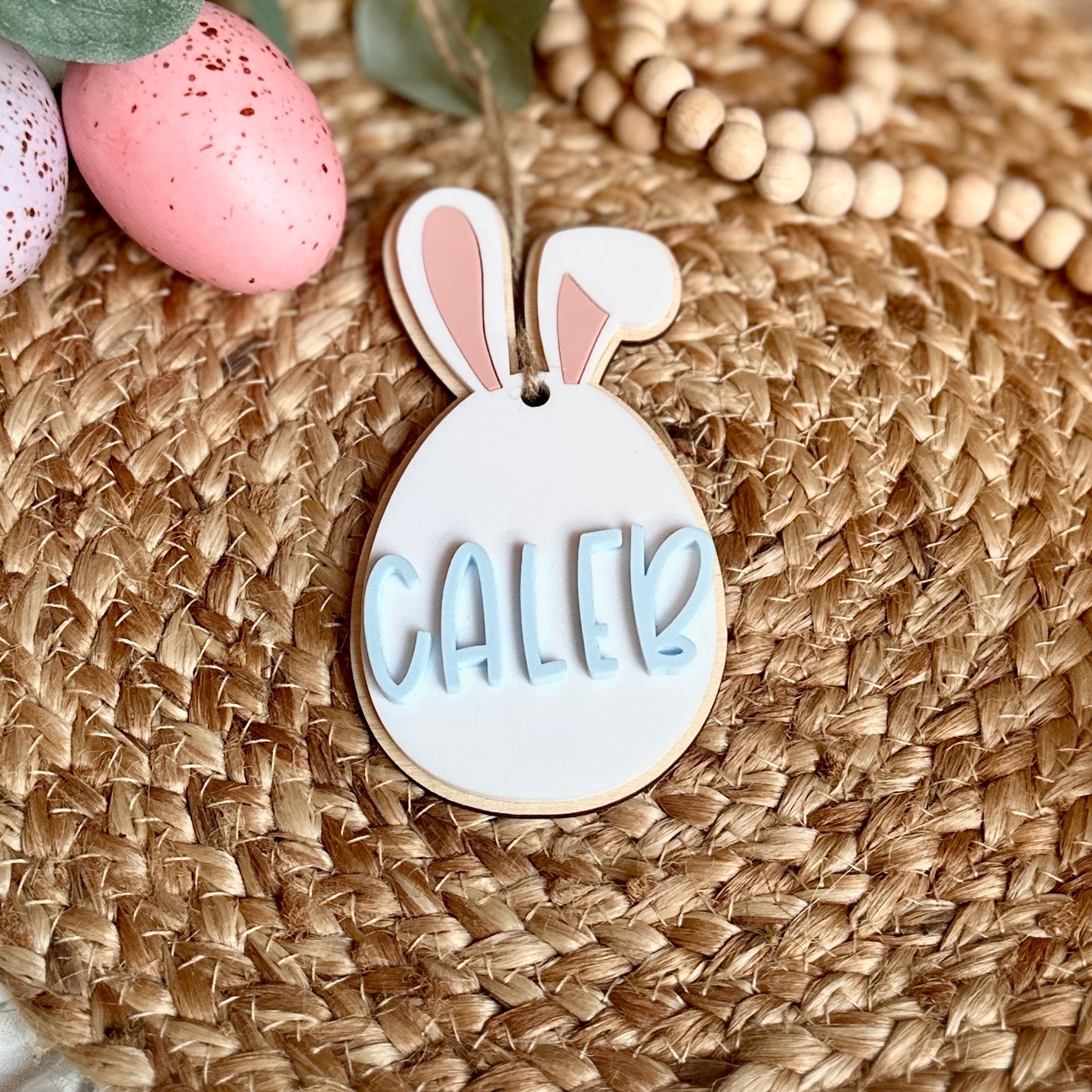 Easter egg bunny ears tag