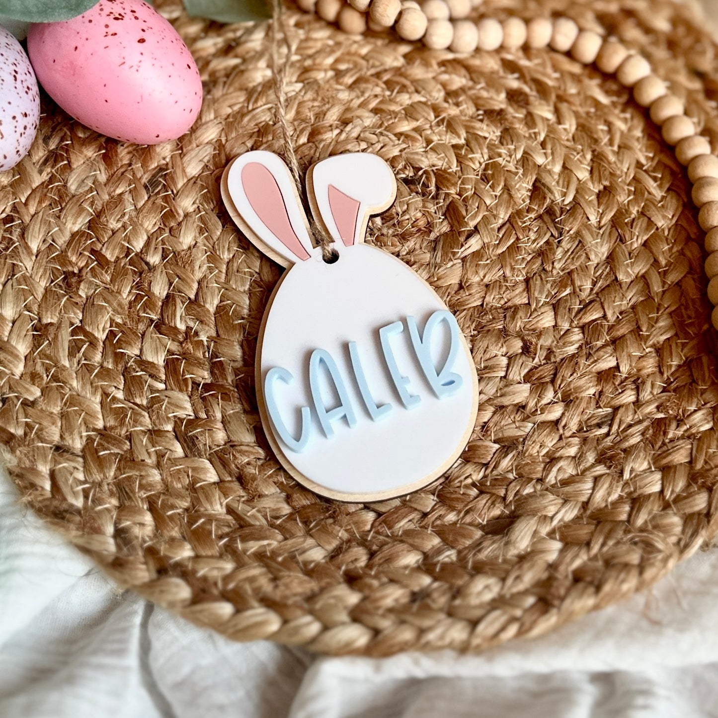 Easter egg bunny ears tag