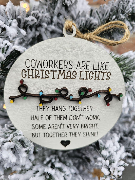 Coworkers Christmas lights ornament