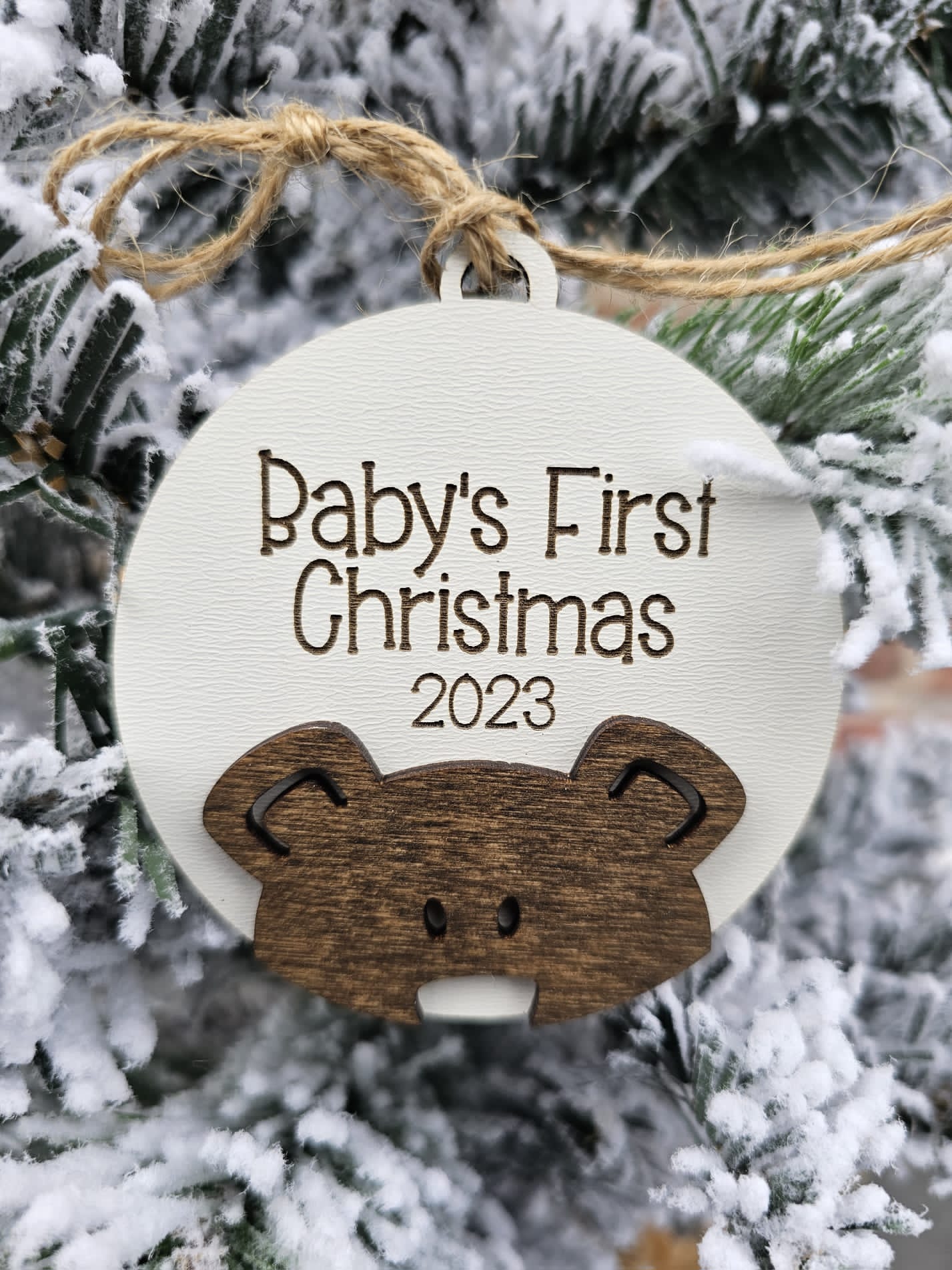 Bear baby's first christmas ornament