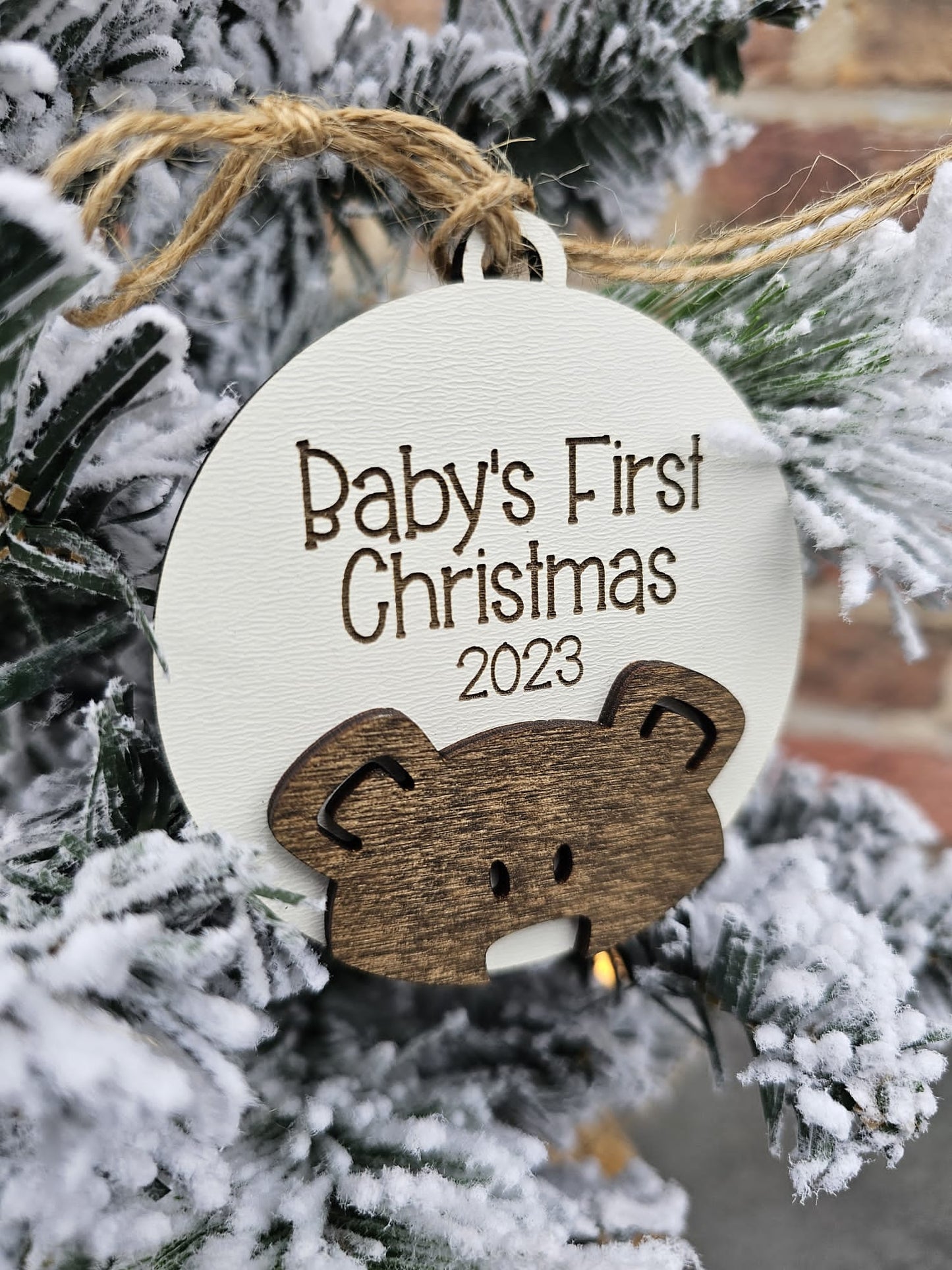 Bear baby's first christmas ornament