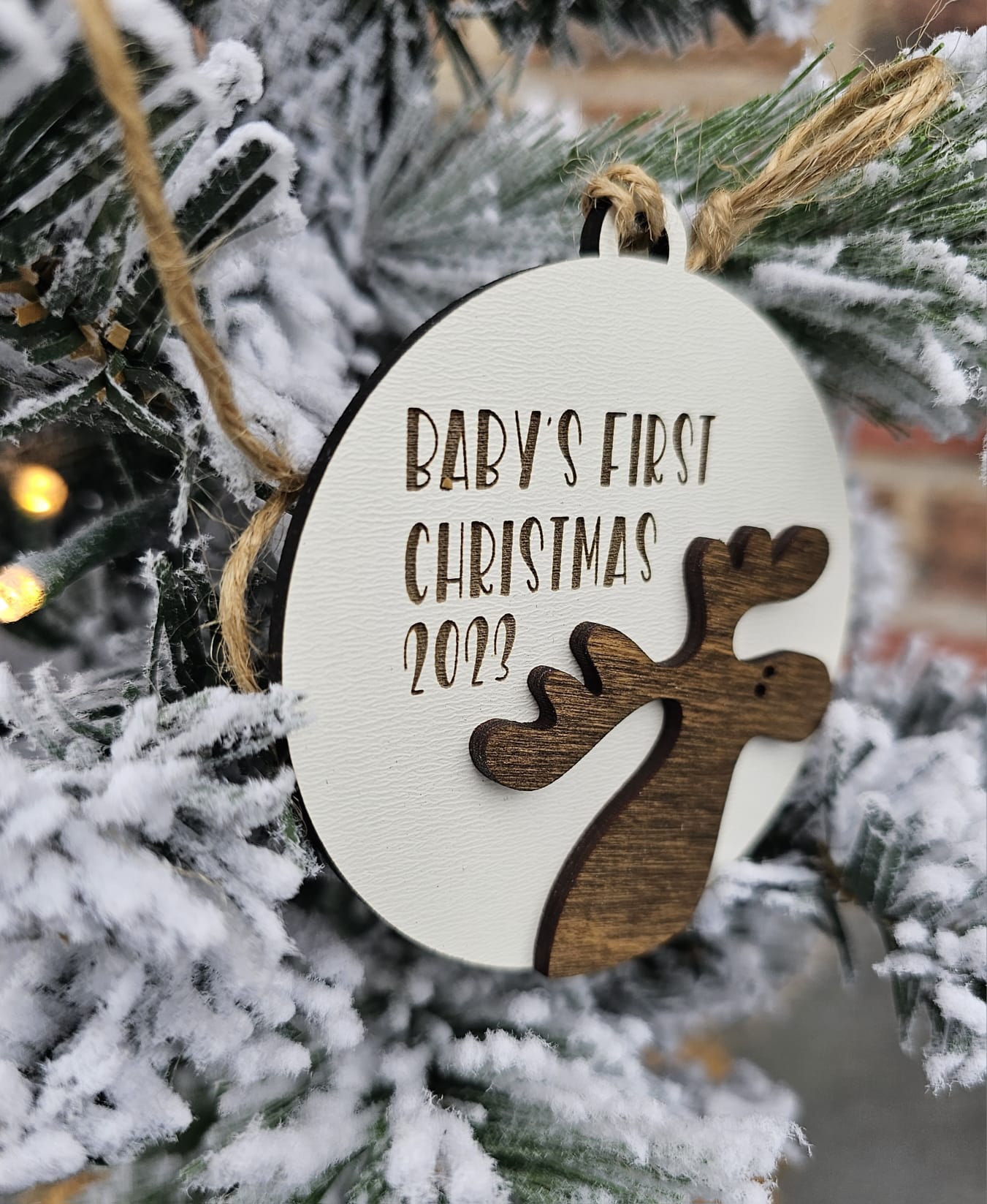 Moose baby's first Christmas ornament