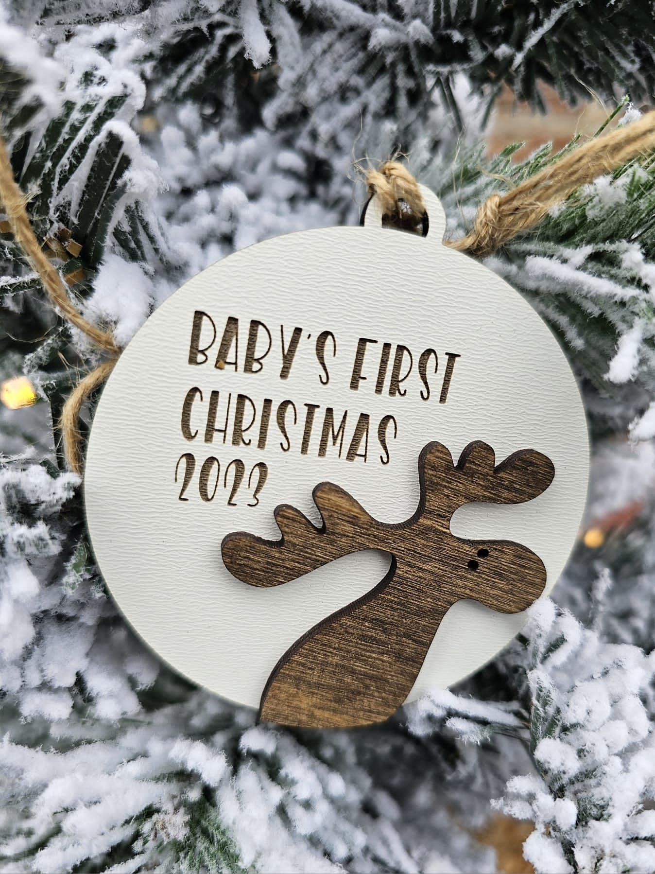 Moose baby's first Christmas ornament