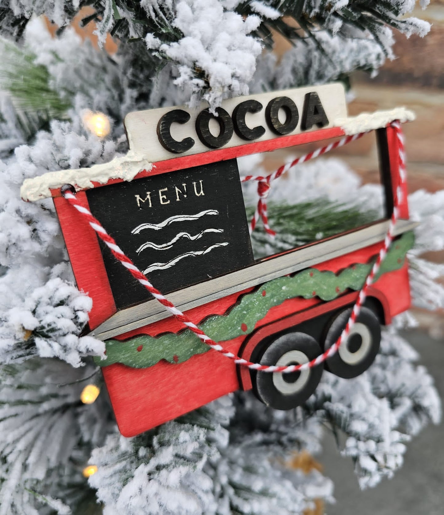 Hot cocoa cart christmas ornament