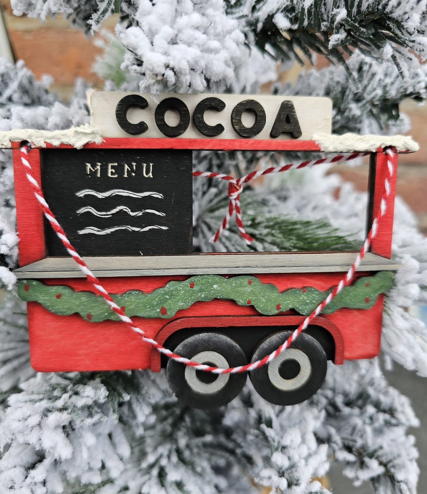 Hot cocoa cart christmas ornament