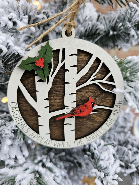 Cardinal Birch tree Ornament