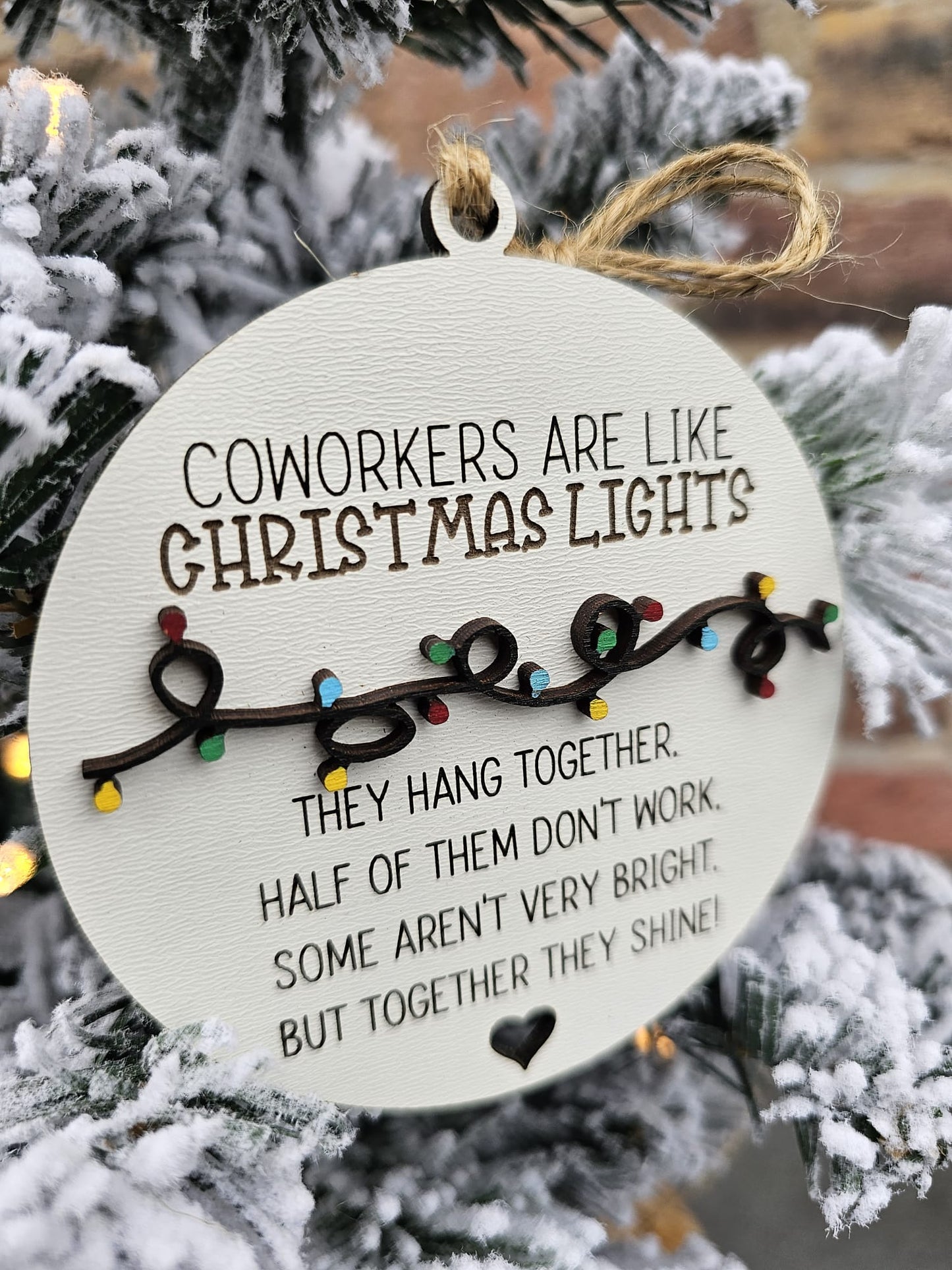 Coworkers Christmas lights ornament