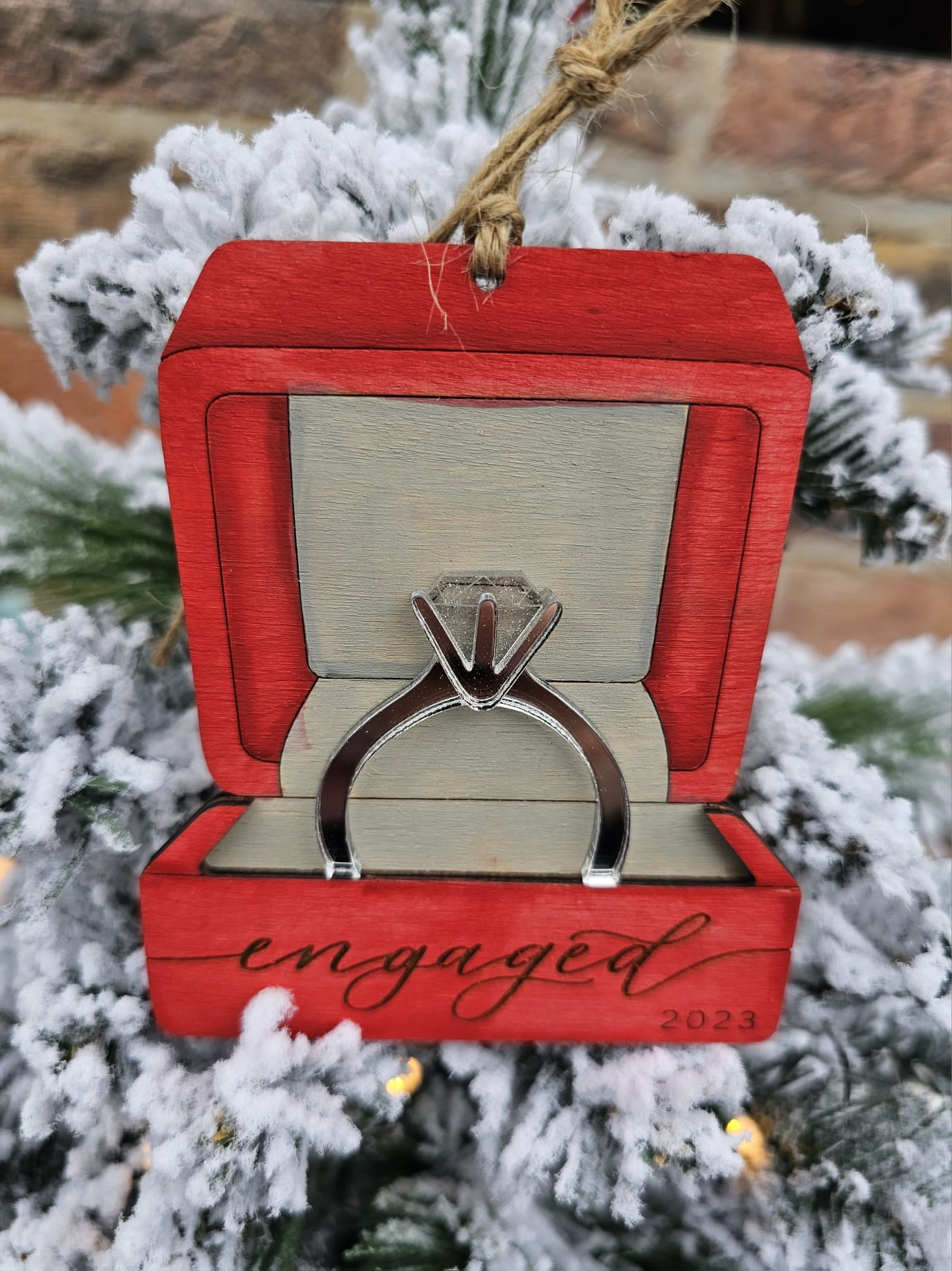 Engaged ring box ornament