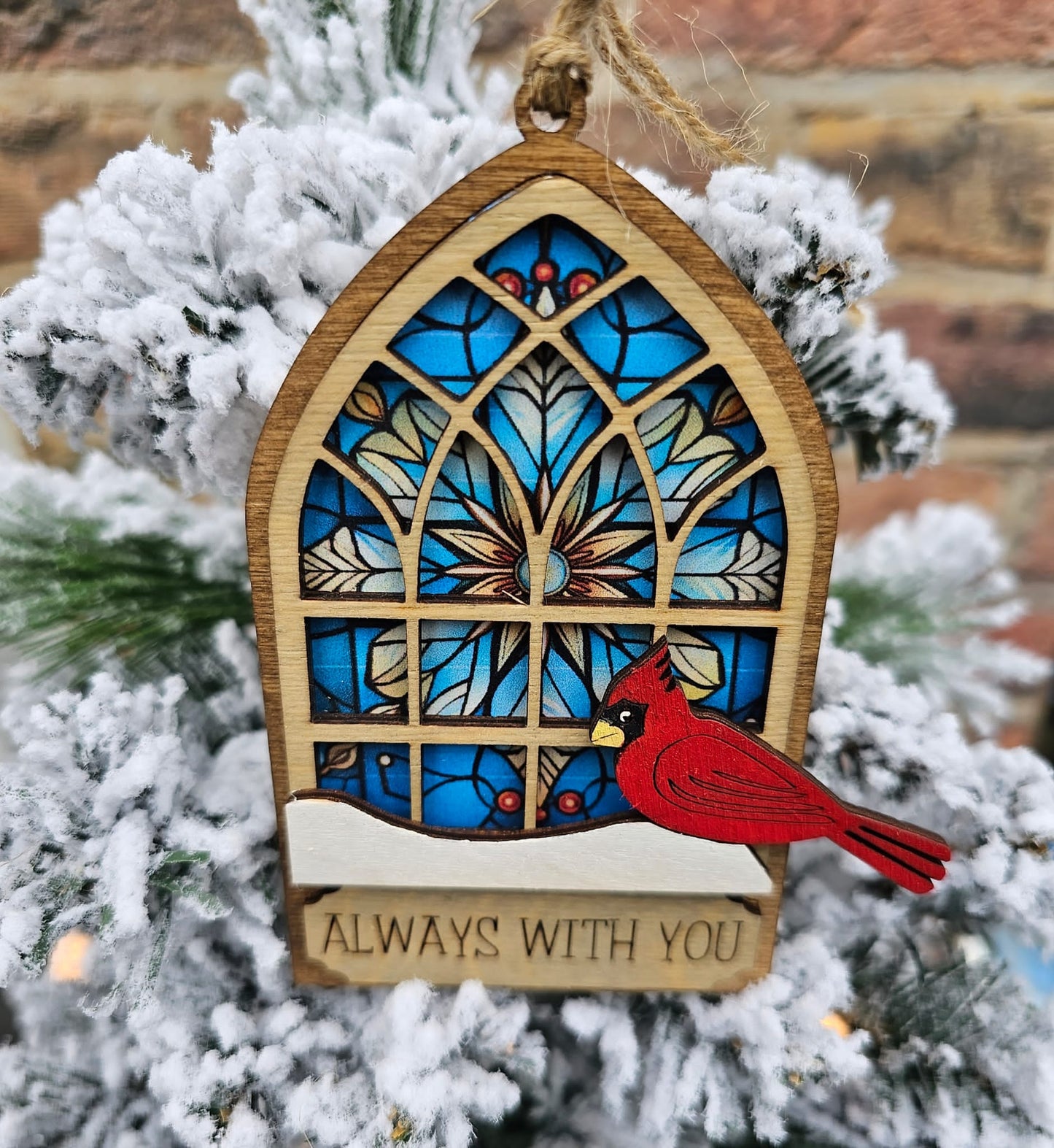 Stain glass  inspired Cardinal ornament