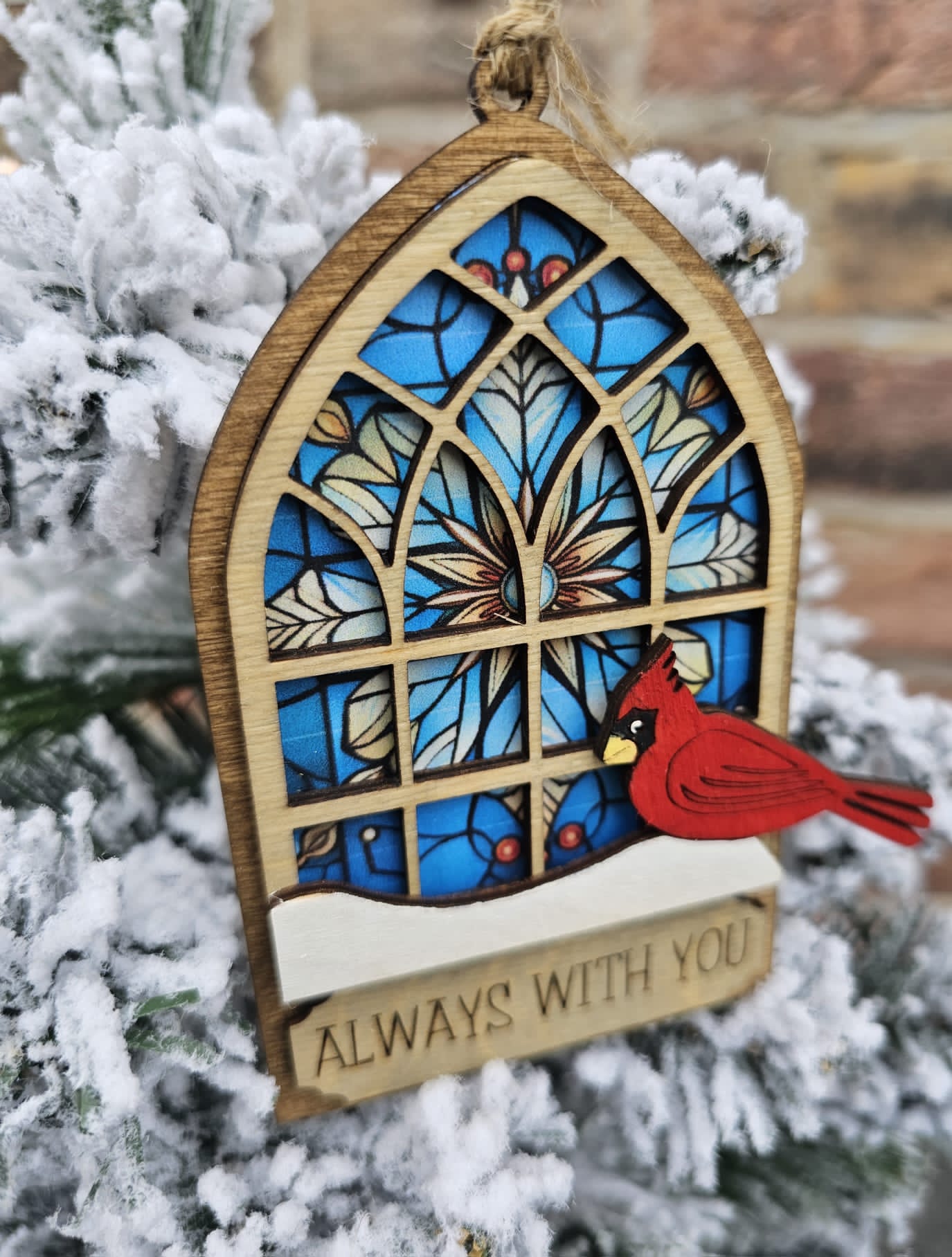 Stain glass  inspired Cardinal ornament