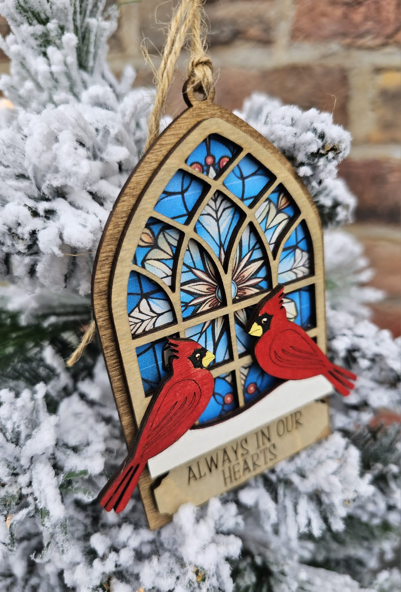 Stain glass  inspired Cardinal ornament