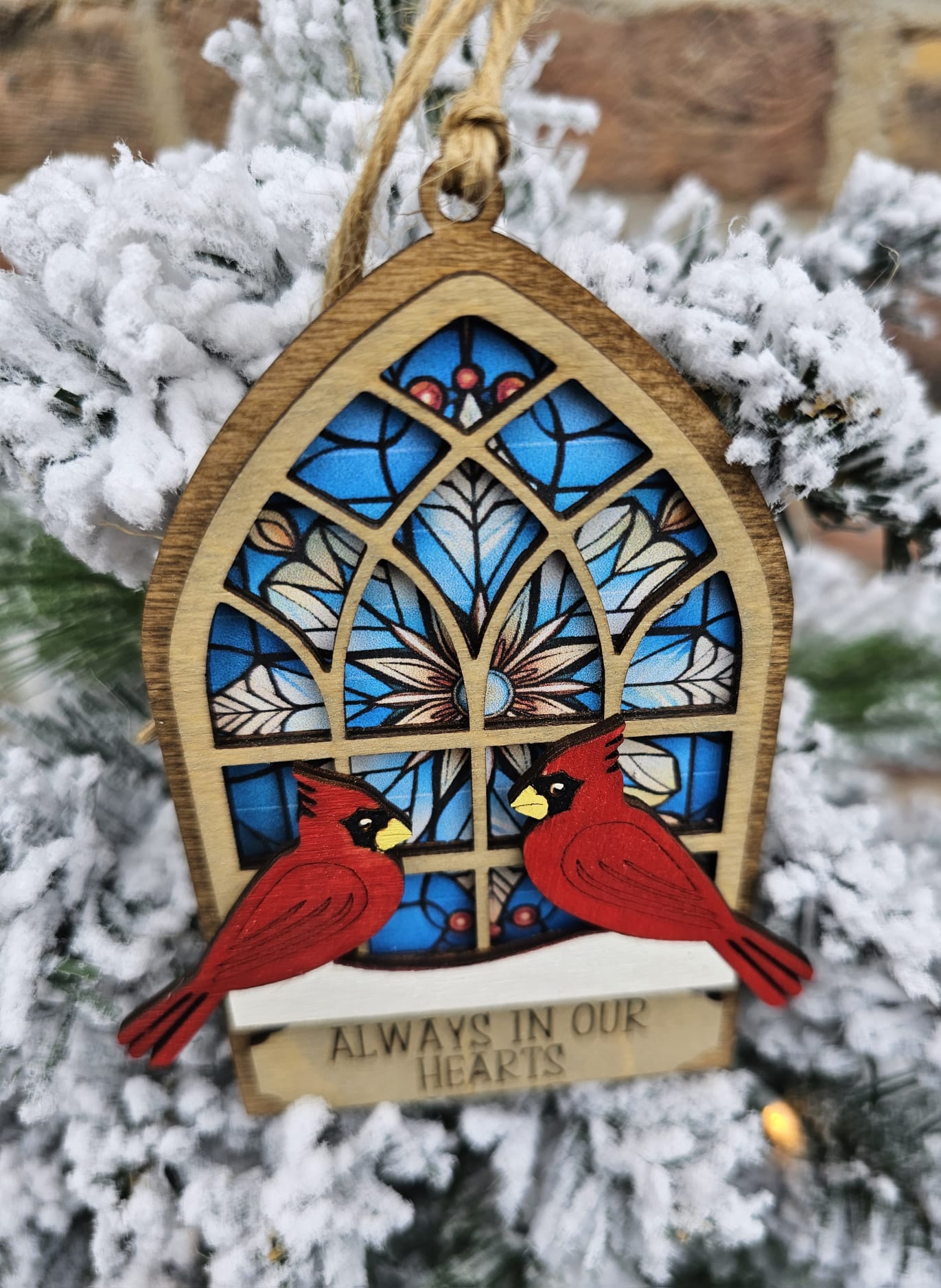 Stain glass  inspired Cardinal ornament
