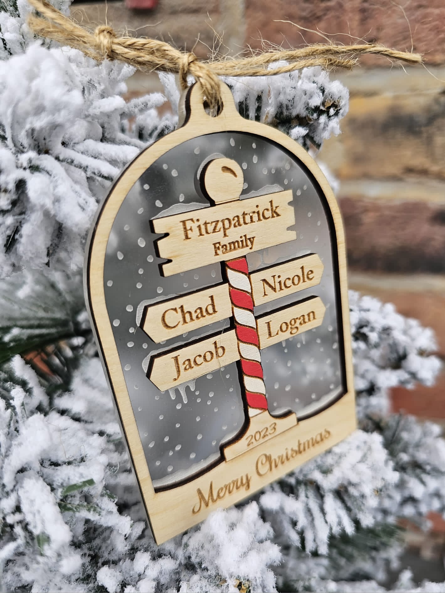 North Pole Family arched ornament