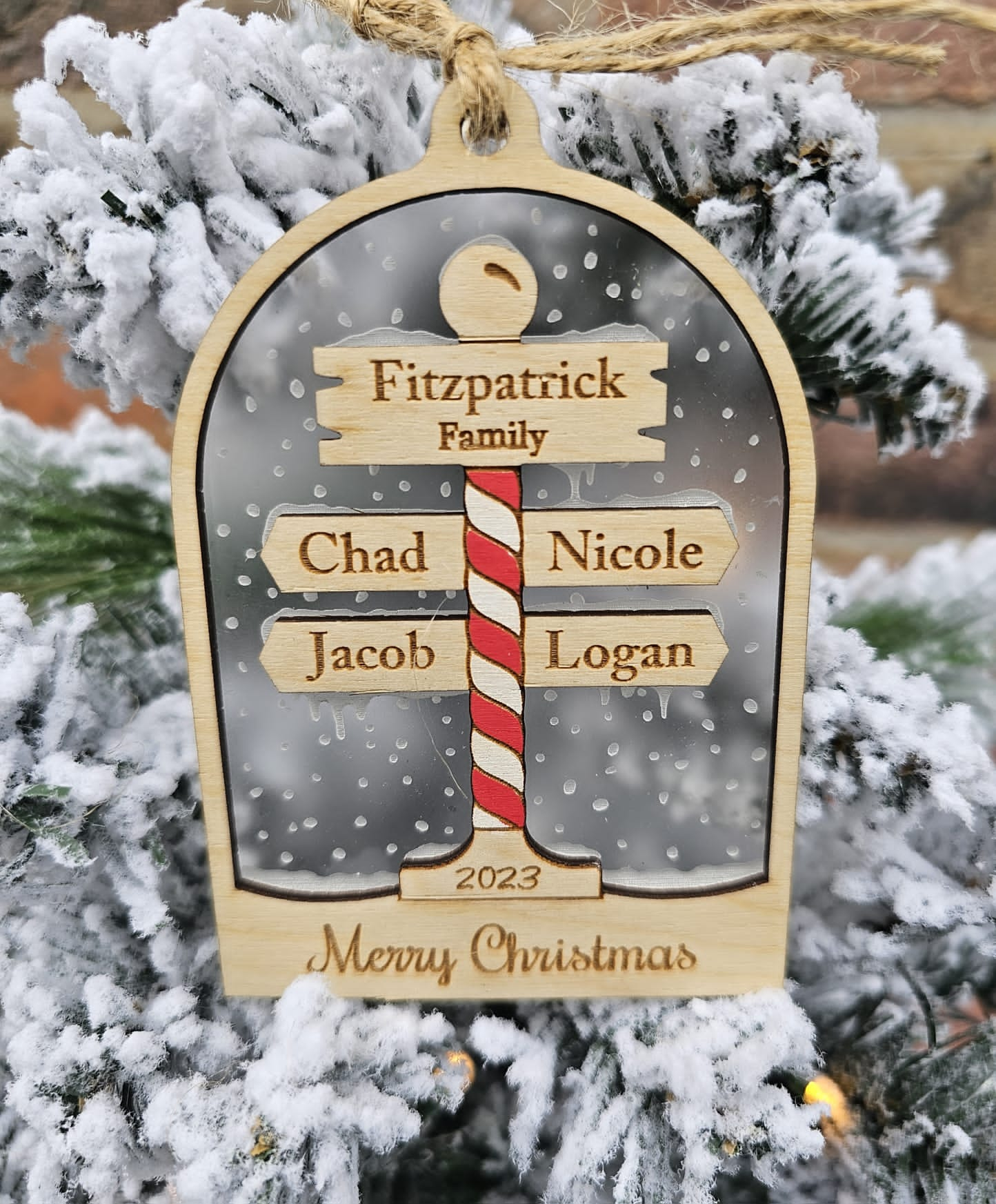 North Pole Family arched ornament