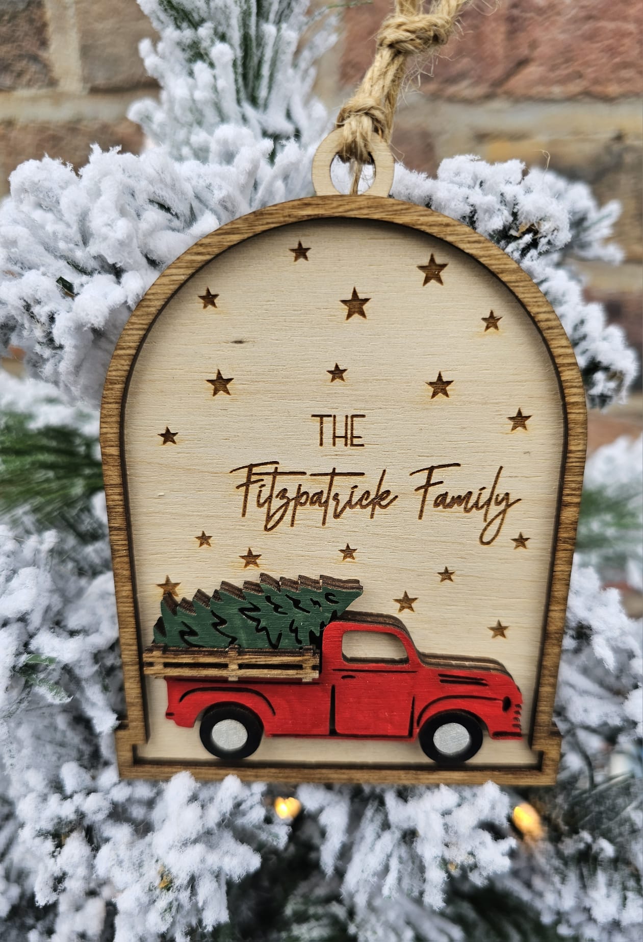 Personalized Family name truck ornament