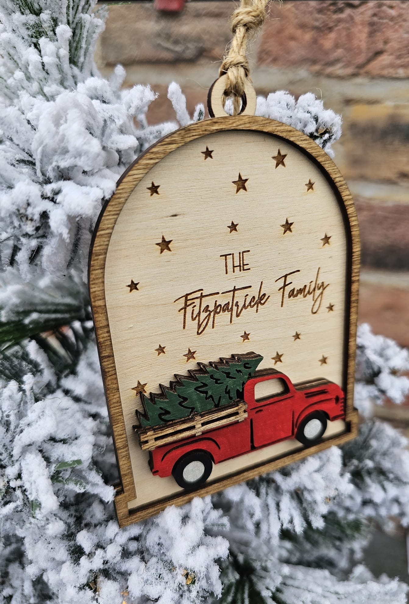 Personalized Family name truck ornament