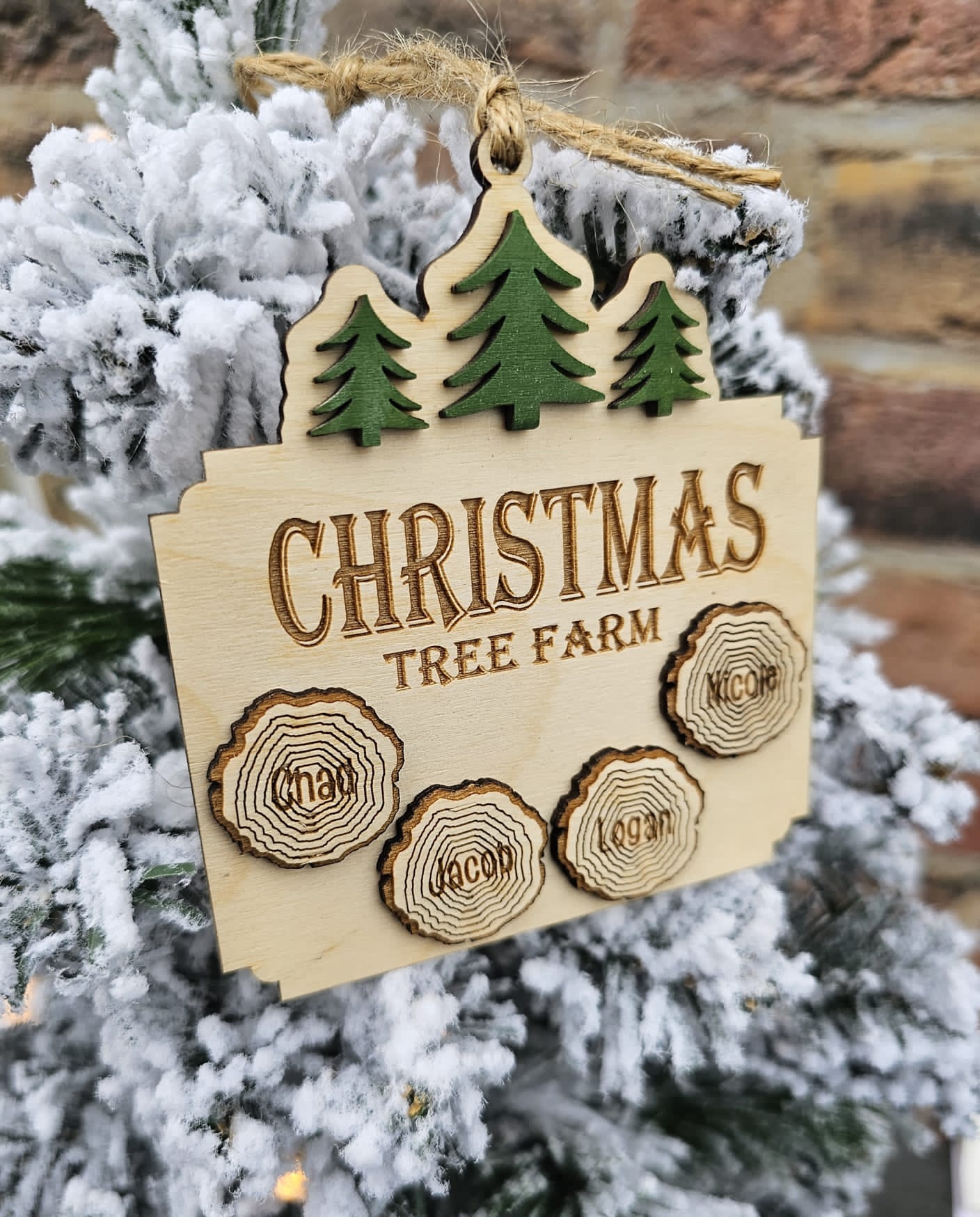 Christmas Tree Farm wood slice ornament