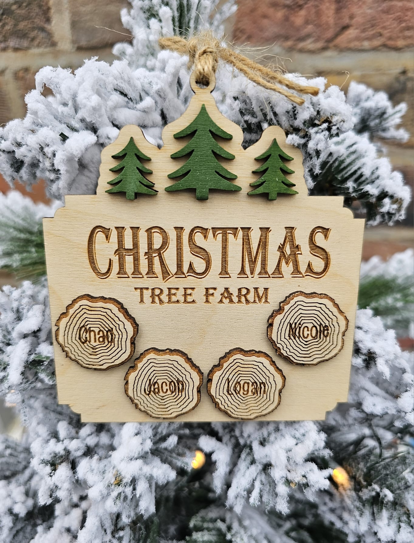 Christmas Tree Farm wood slice ornament