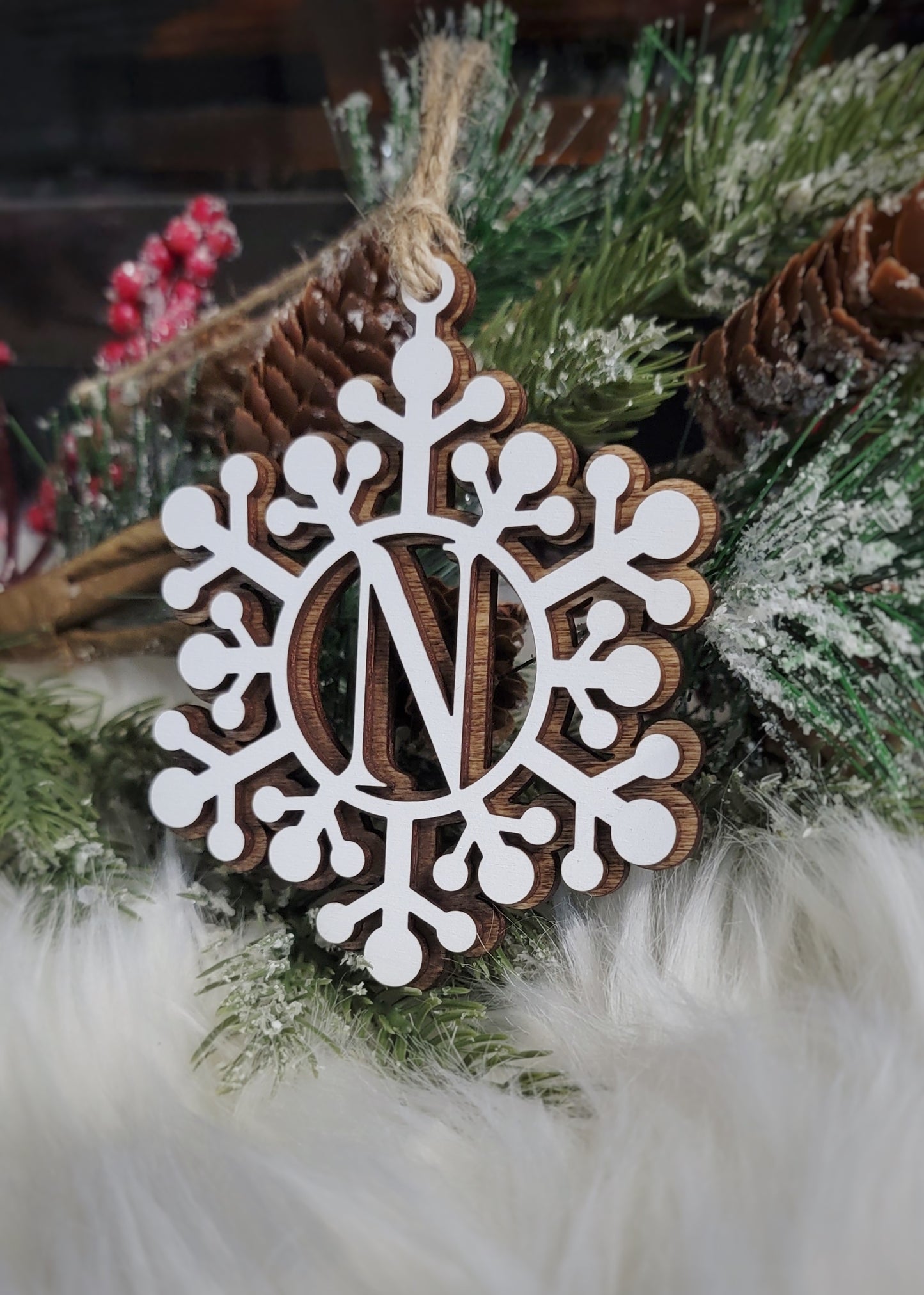 Snowflake monogram ornament
