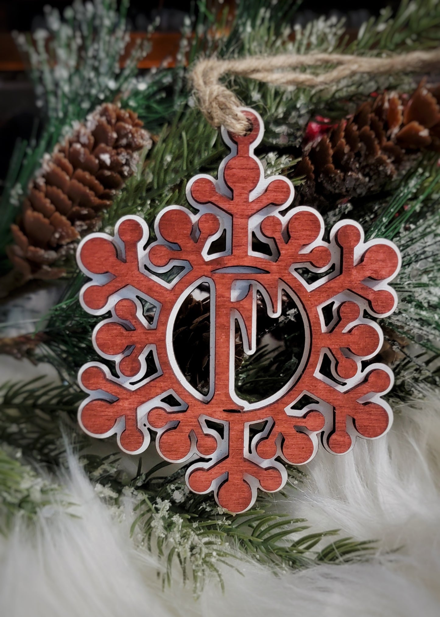 Snowflake monogram ornament