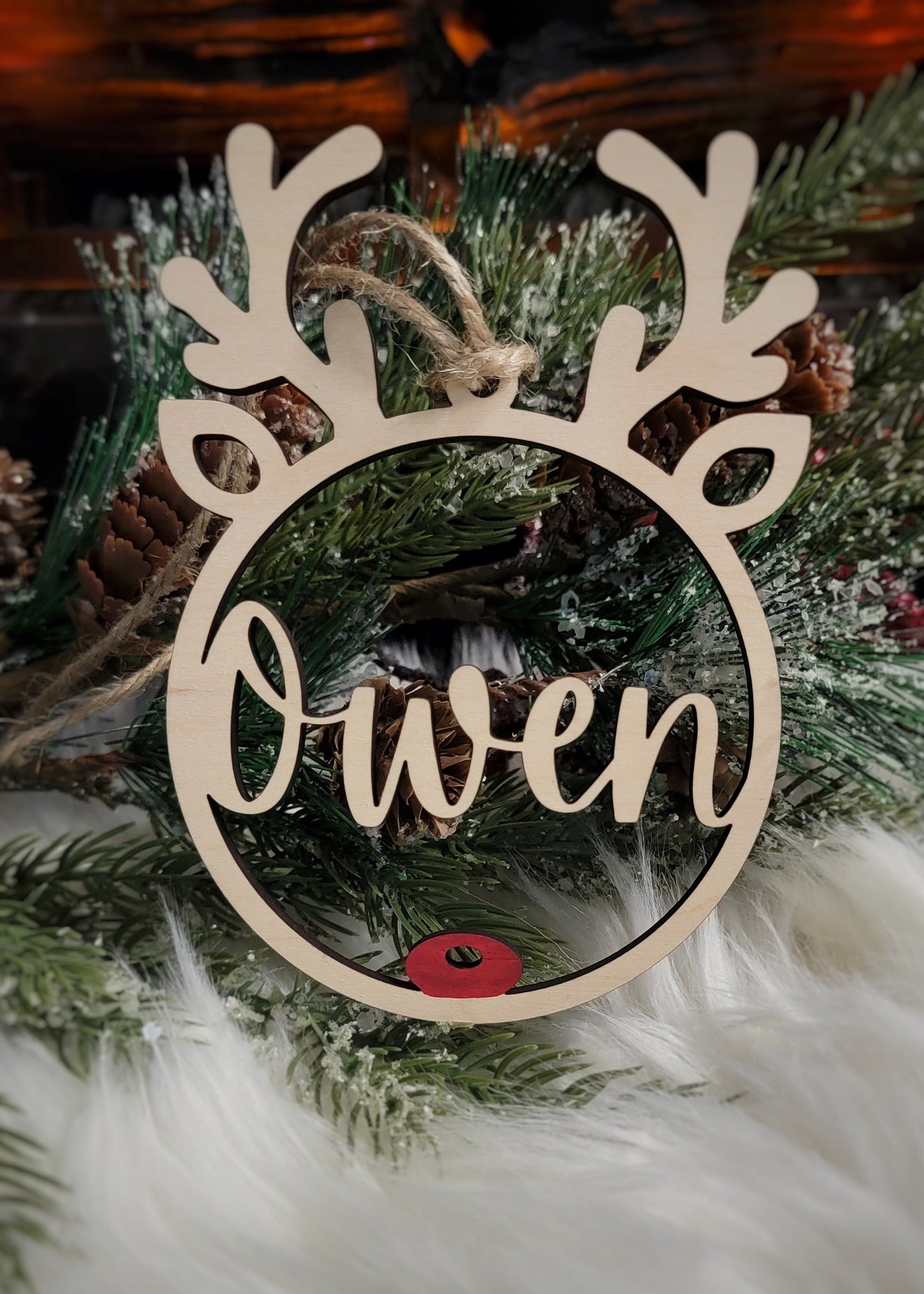 Personalized reindeer ornament