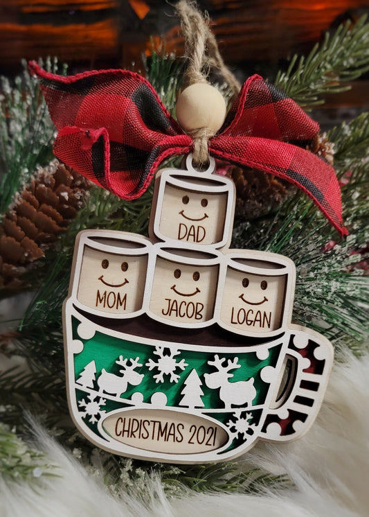 Hot chocolate marshmallow ornament