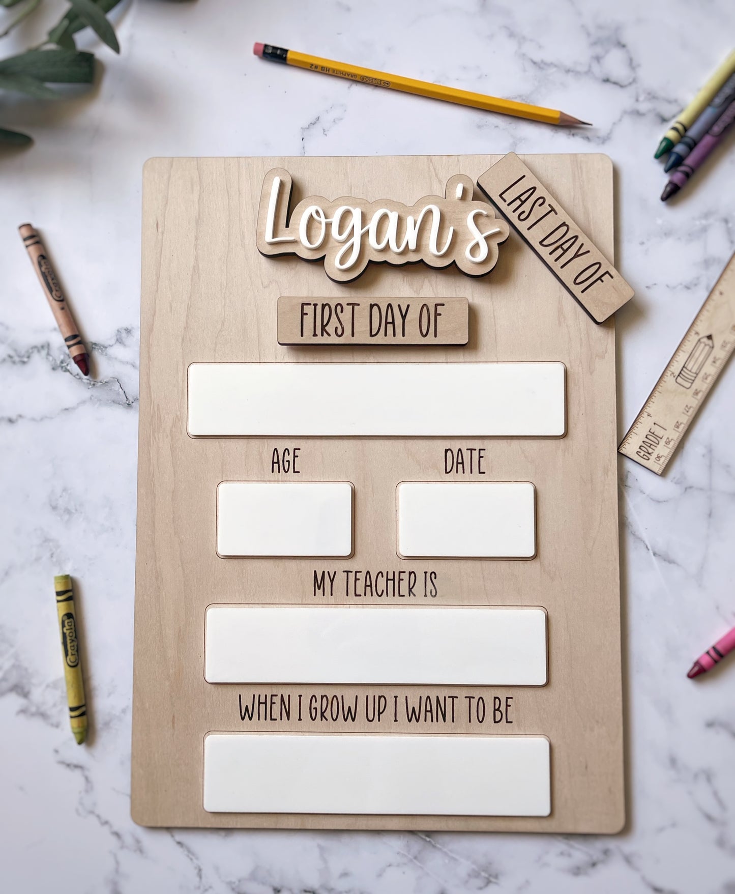 Back to School Acrylic dry erase board